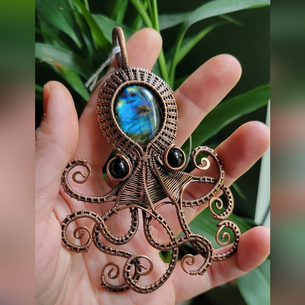 Labradorite Octopus Ornament